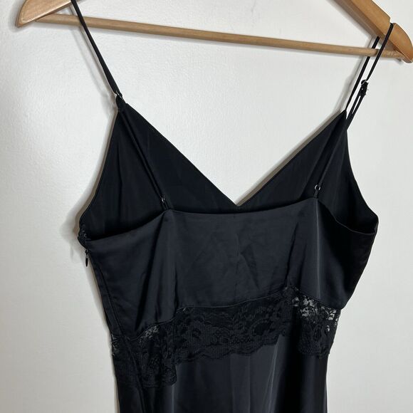 Abercrombie & Fitch Lace and Satin Slip Midi Dress Black Womens Small Tall - Picture 9 of 9